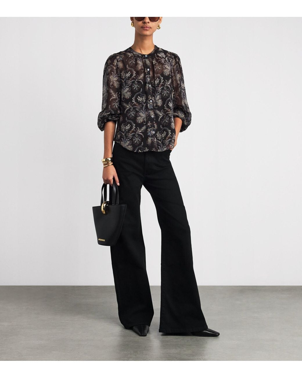 Veronica Beard Gray Silk Ashlynn Blouse