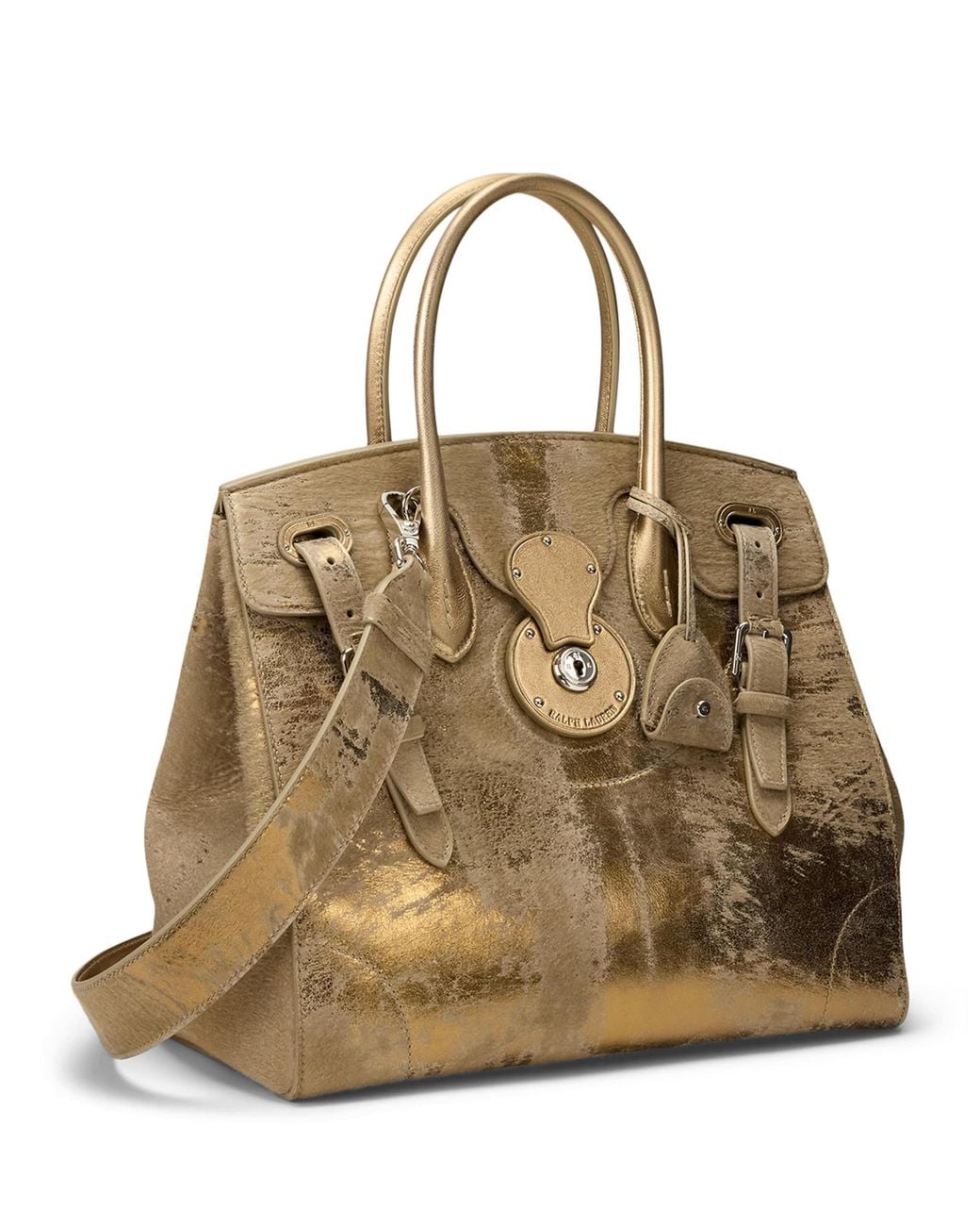 Ralph Lauren Natural Foiled Leather Extra-Soft Ricky 33 Top-Handle Bag