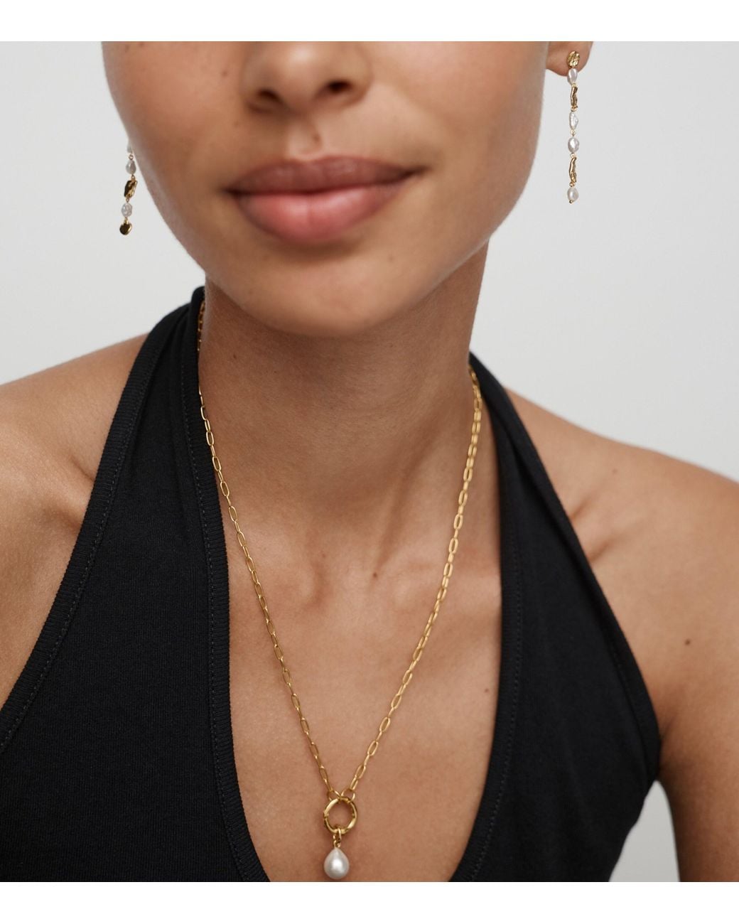 Monica Vinader Metallic Vermeil And Pearl Capri Drop Earrings
