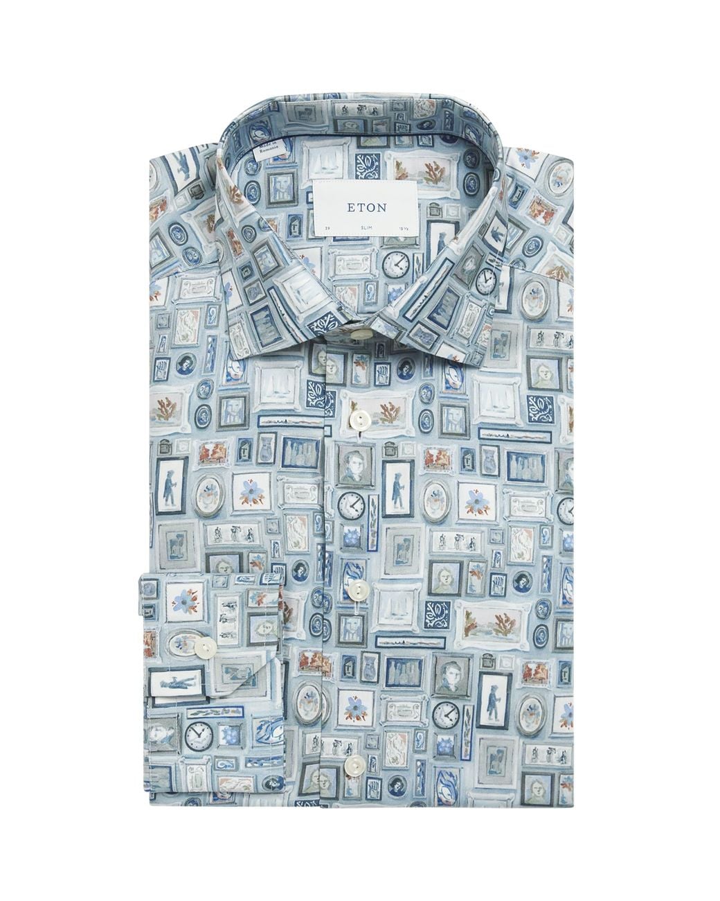 Eton of Sweden Blue Organic Cotton Printed Shirt for men
