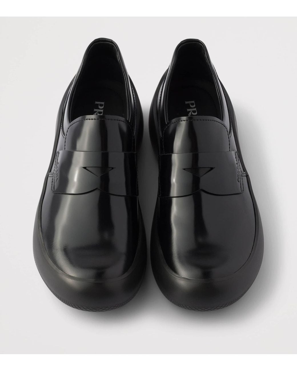 Prada Black Brushed Leather Loafers for men