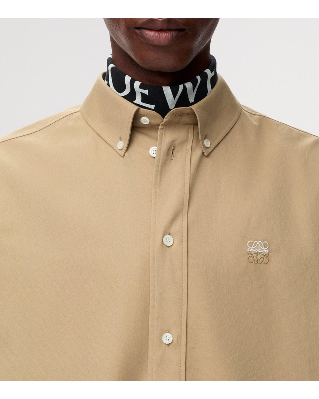 Loewe Natural Cotton Anagram Embroidered Shirt for men
