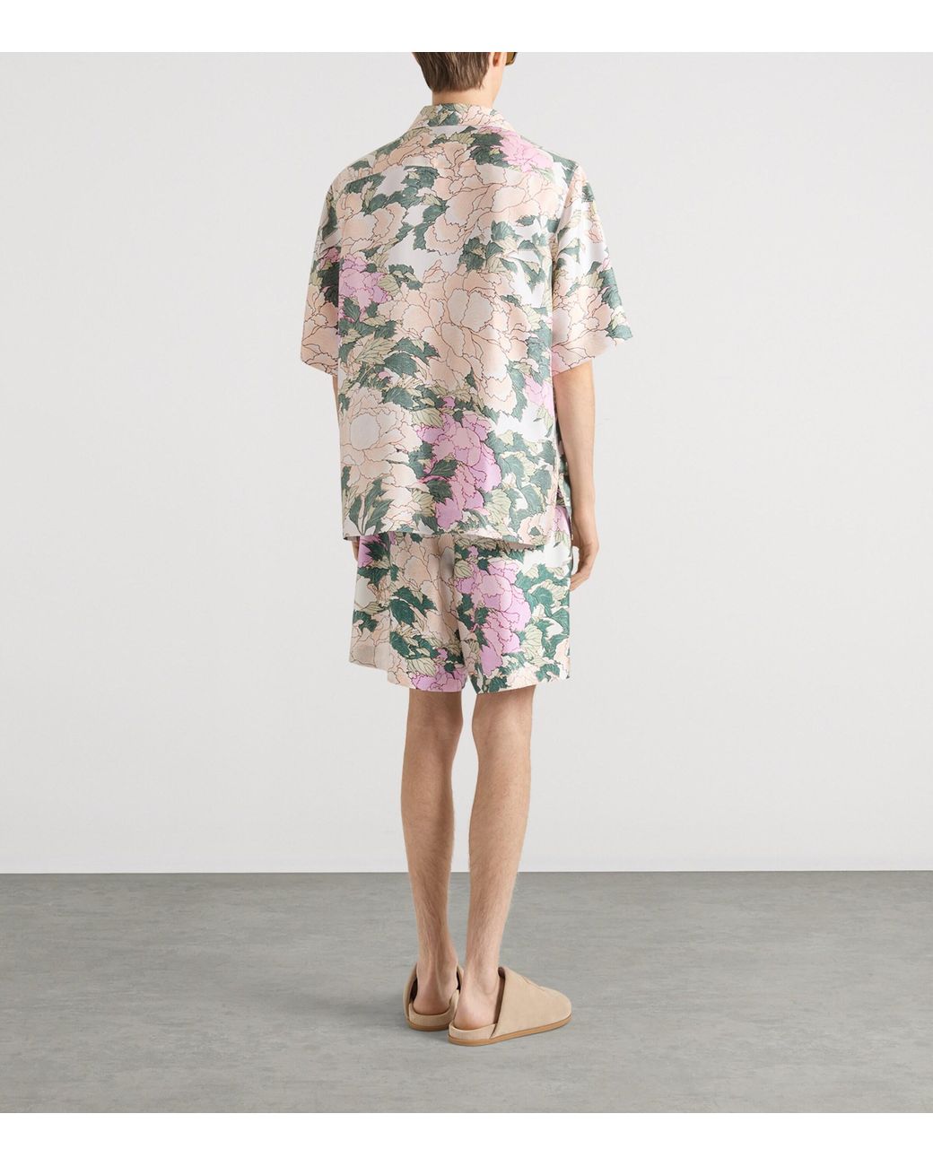 Givenchy Gray Silk Floral Print Shirt for men