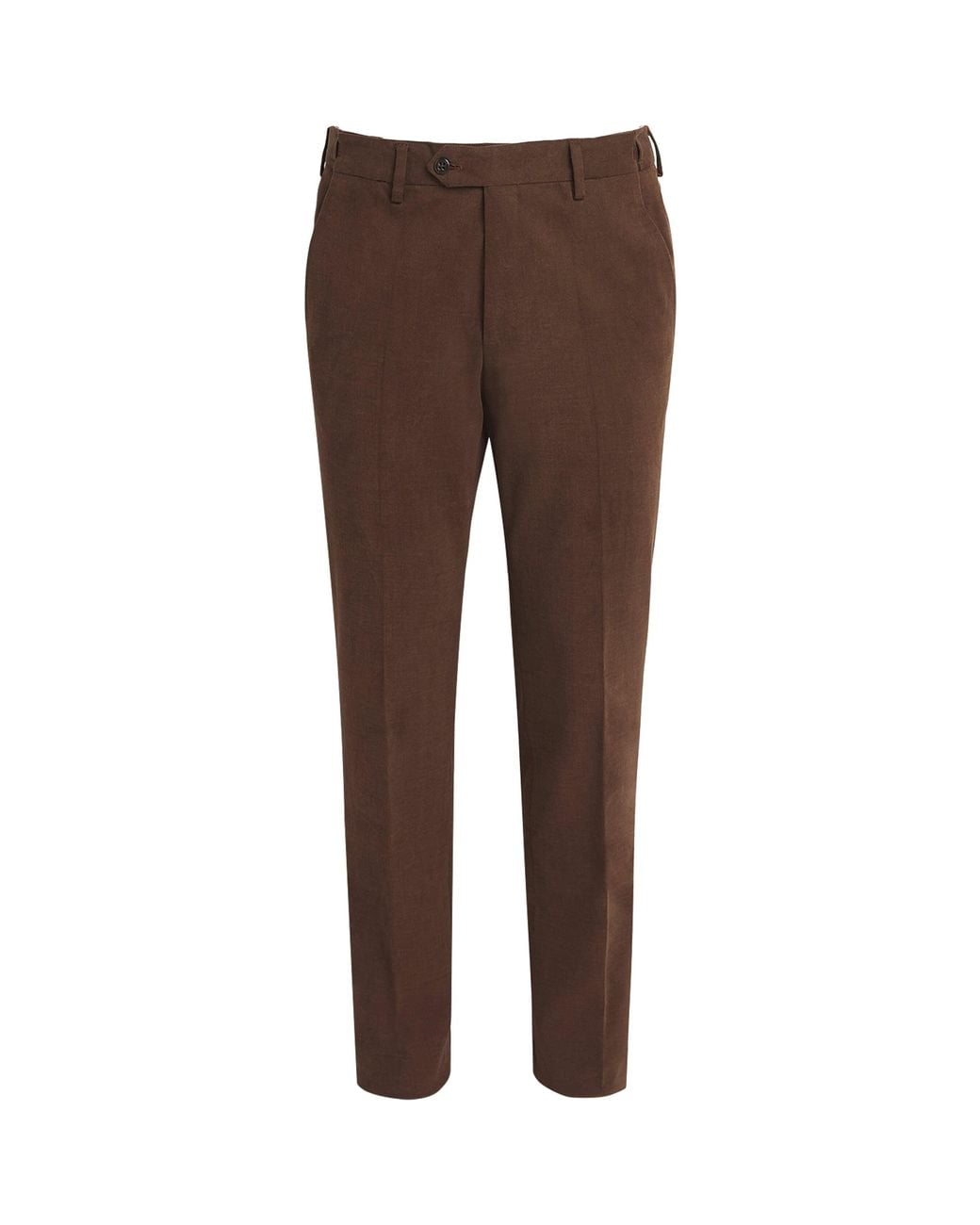 Corneliani Brown Cotton Twill Flat-Front Trousers for men