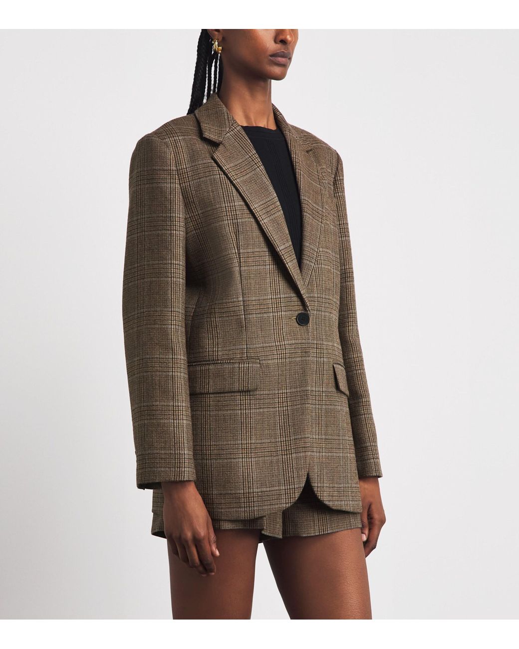 Sandro Brown Wool Check Blazer