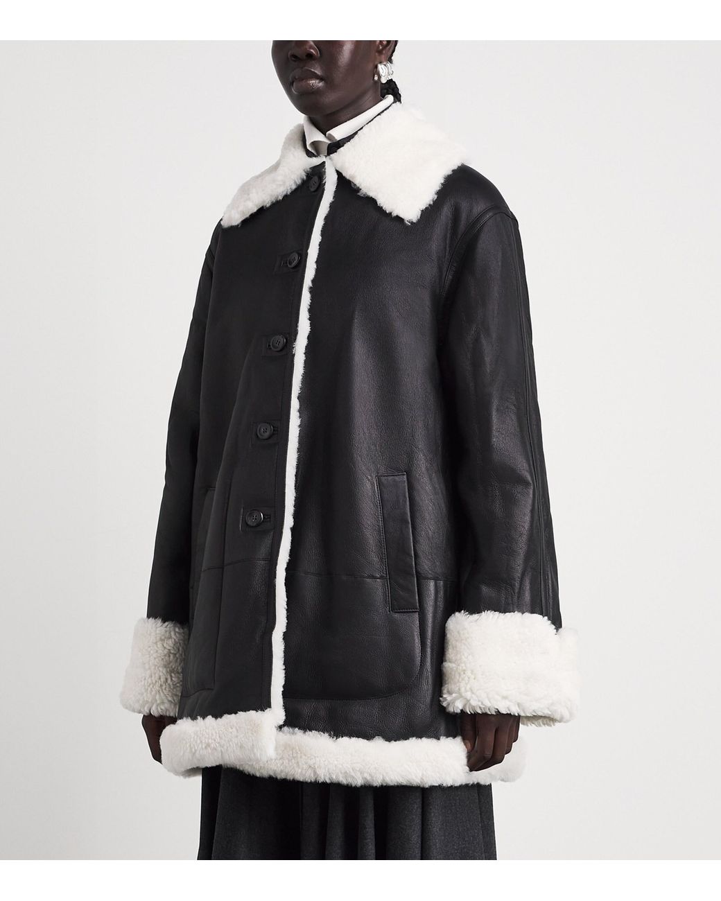 Altuzarra Black Shearling Blake Coat