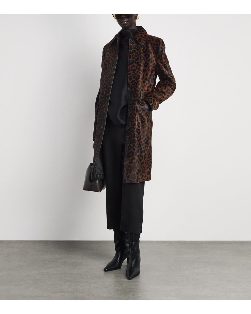 Totême  Brown Pony Hair Leopard Trench Coat