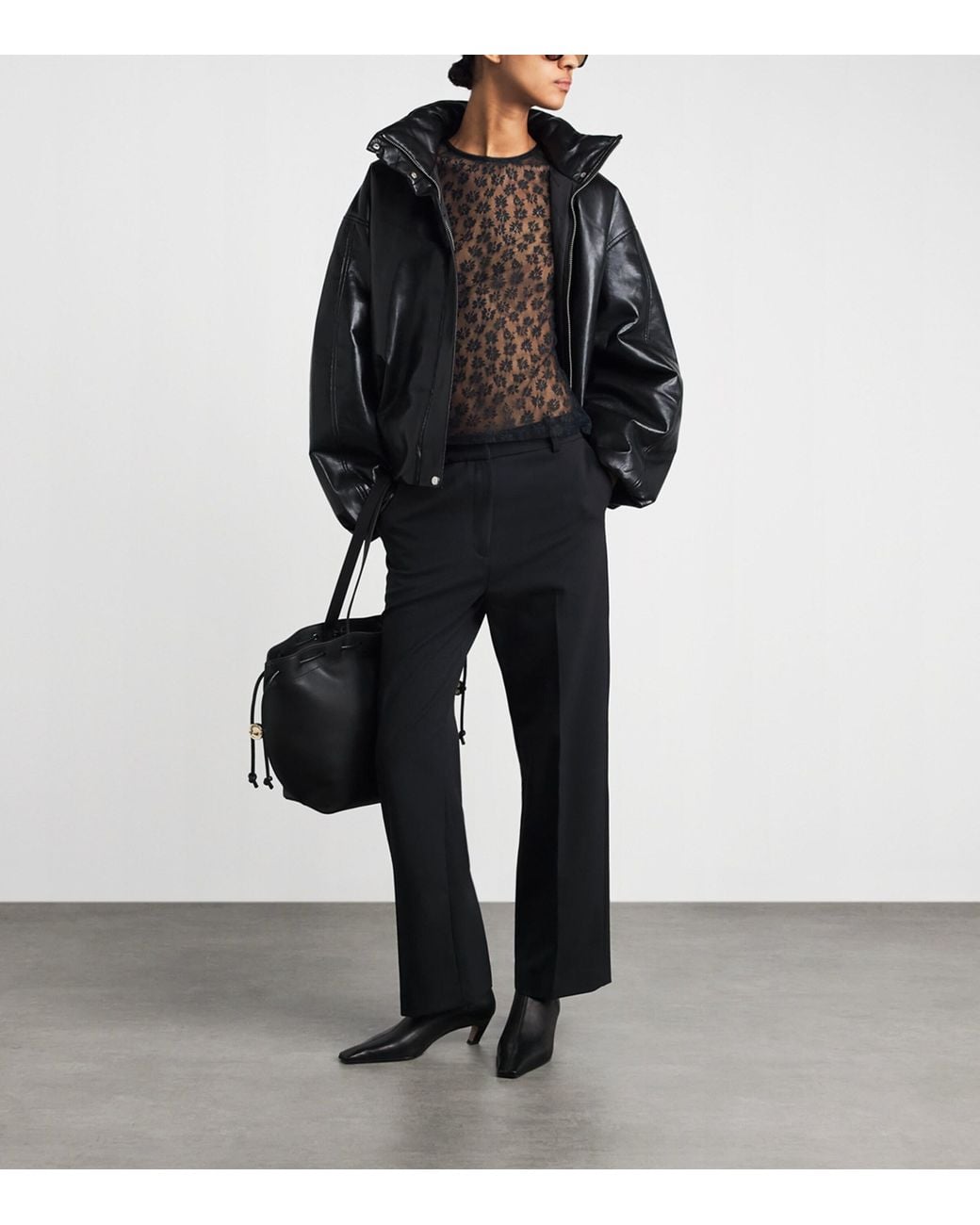 Claudie Pierlot Black Lace Long-Sleeve Top