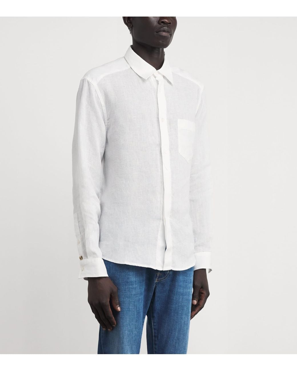 Jacob Cohen White Linen Long-Sleeve Shirt for men