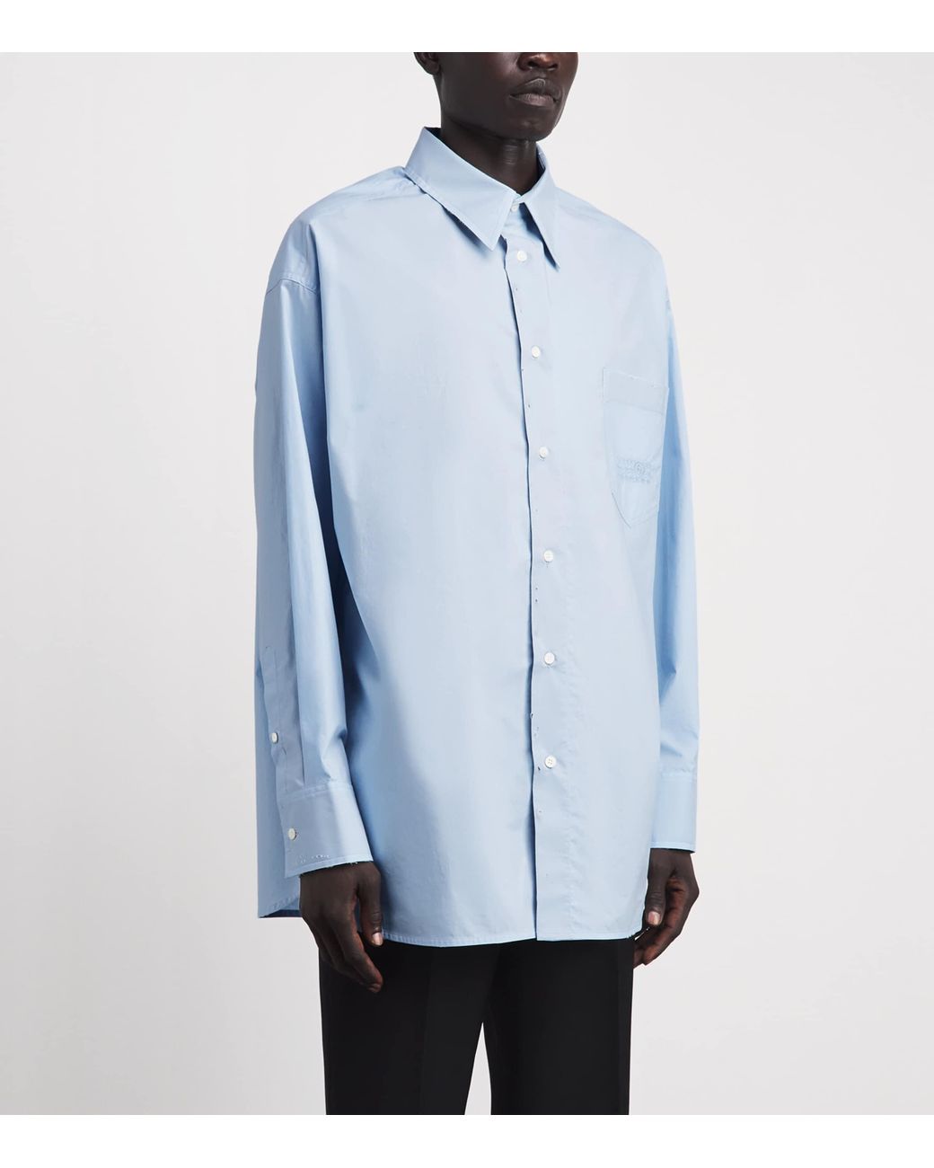 MM6 by Maison Margiela Blue Cotton Shirt for men