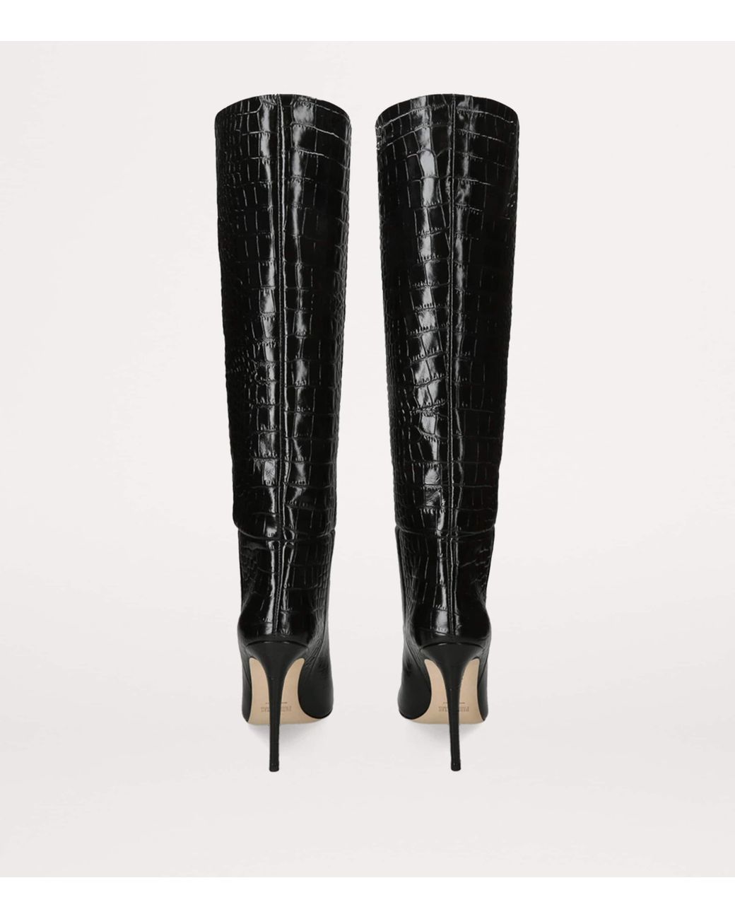 Paris Texas Black Croc-Embossed Knee-High Boots 105