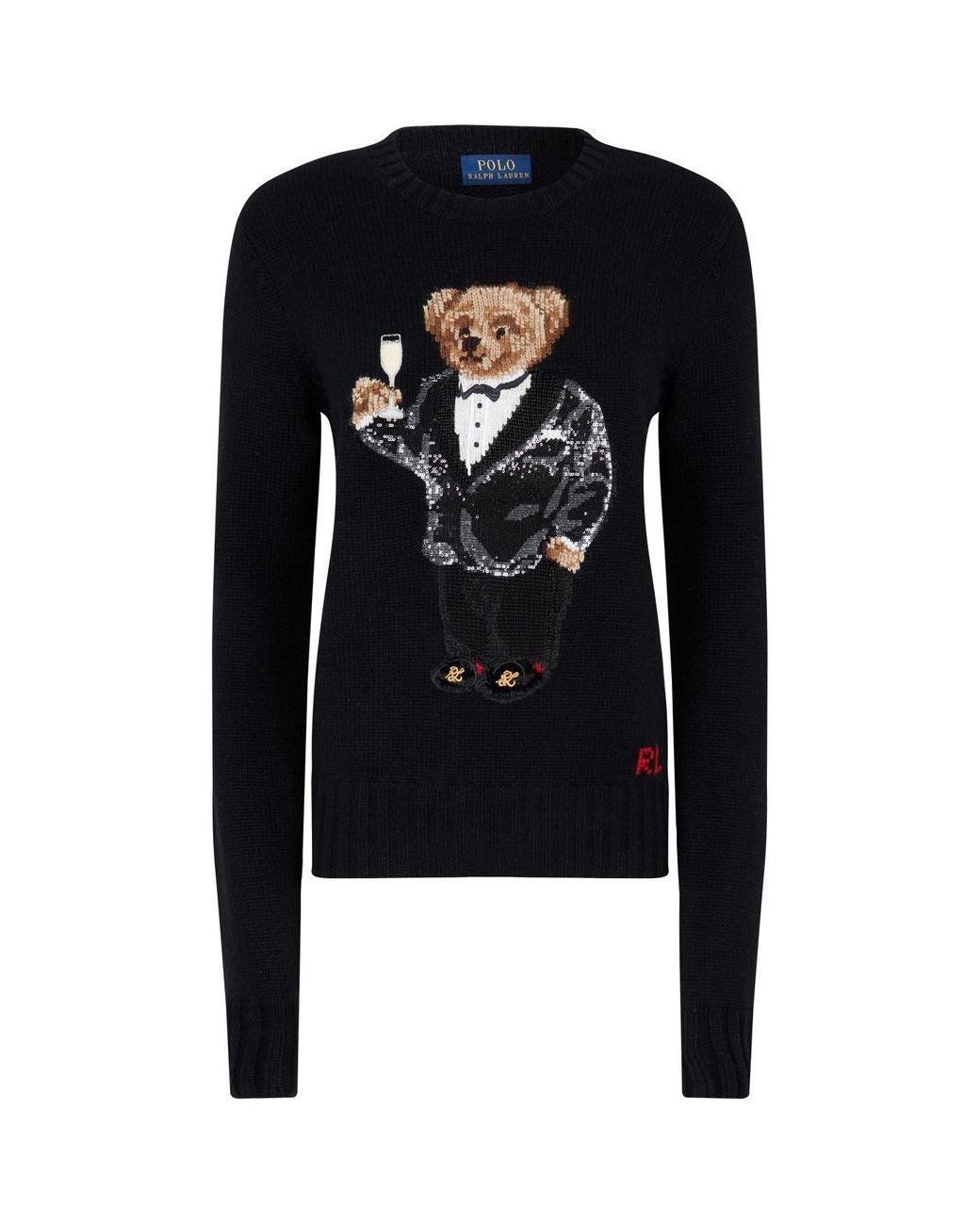 Polo Ralph Lauren Wool Sequin Polo Bear Sweater in Black | Lyst Canada