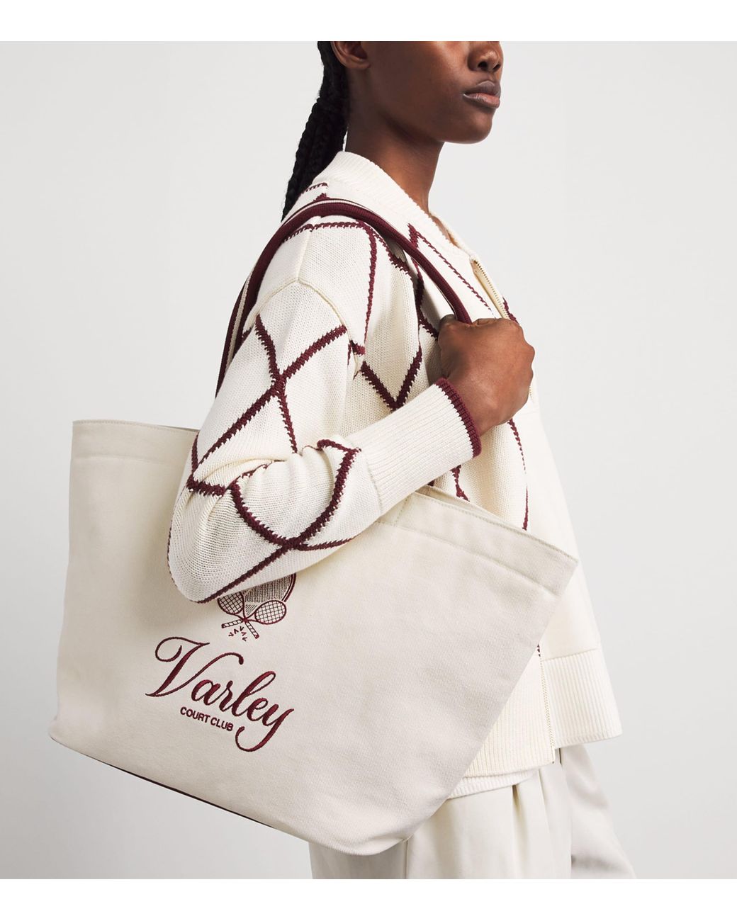 Varley White Canvas Robinson Club Tote Bag