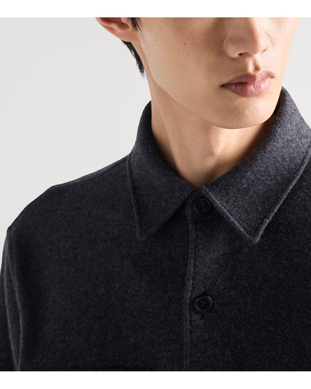 Prada Gray Wool Blend Shirt for men