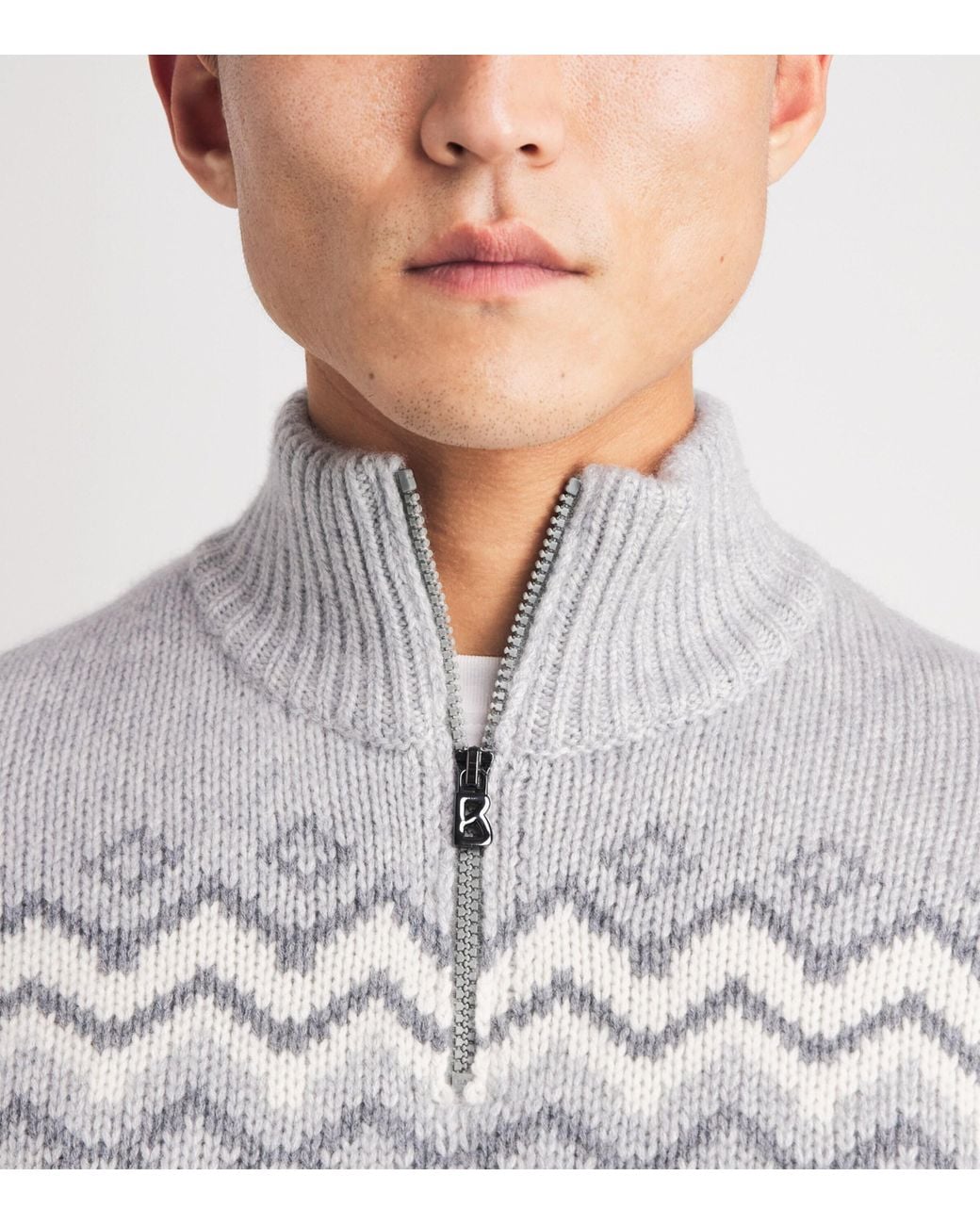 Bogner Gray Cashmere Quarter-Zip Ludi Sweater for men