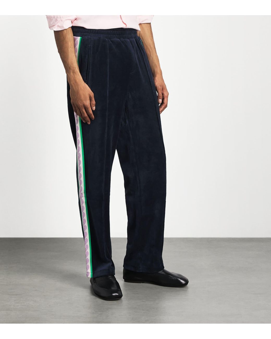 Drole de Monsieur Blue Velour Embroidered Track Sweatpants for men