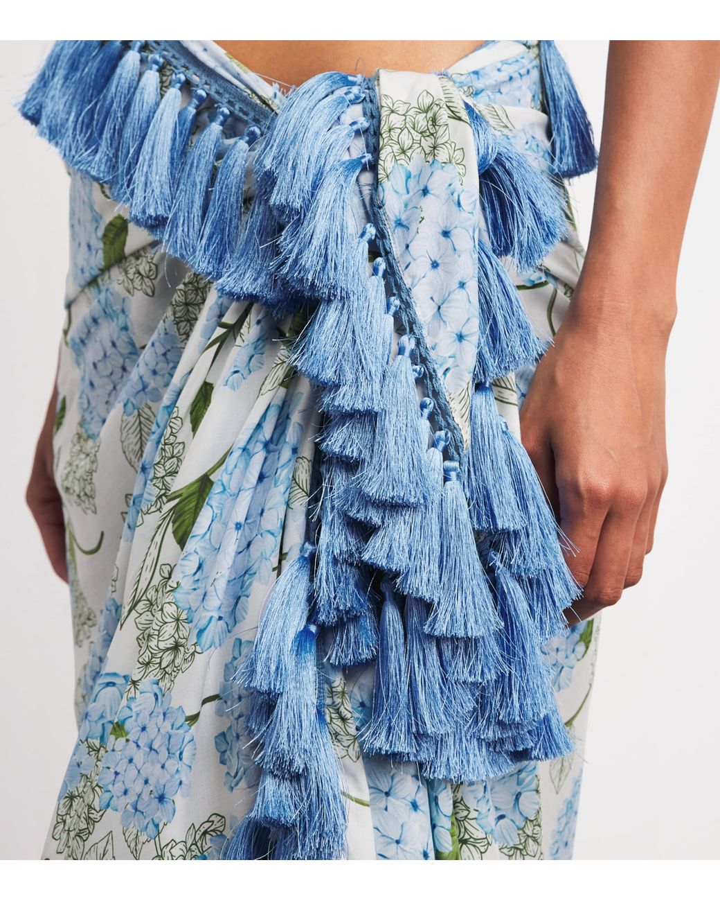 VERANDAH Blue Tassel-Trim Hydrangea Pareo