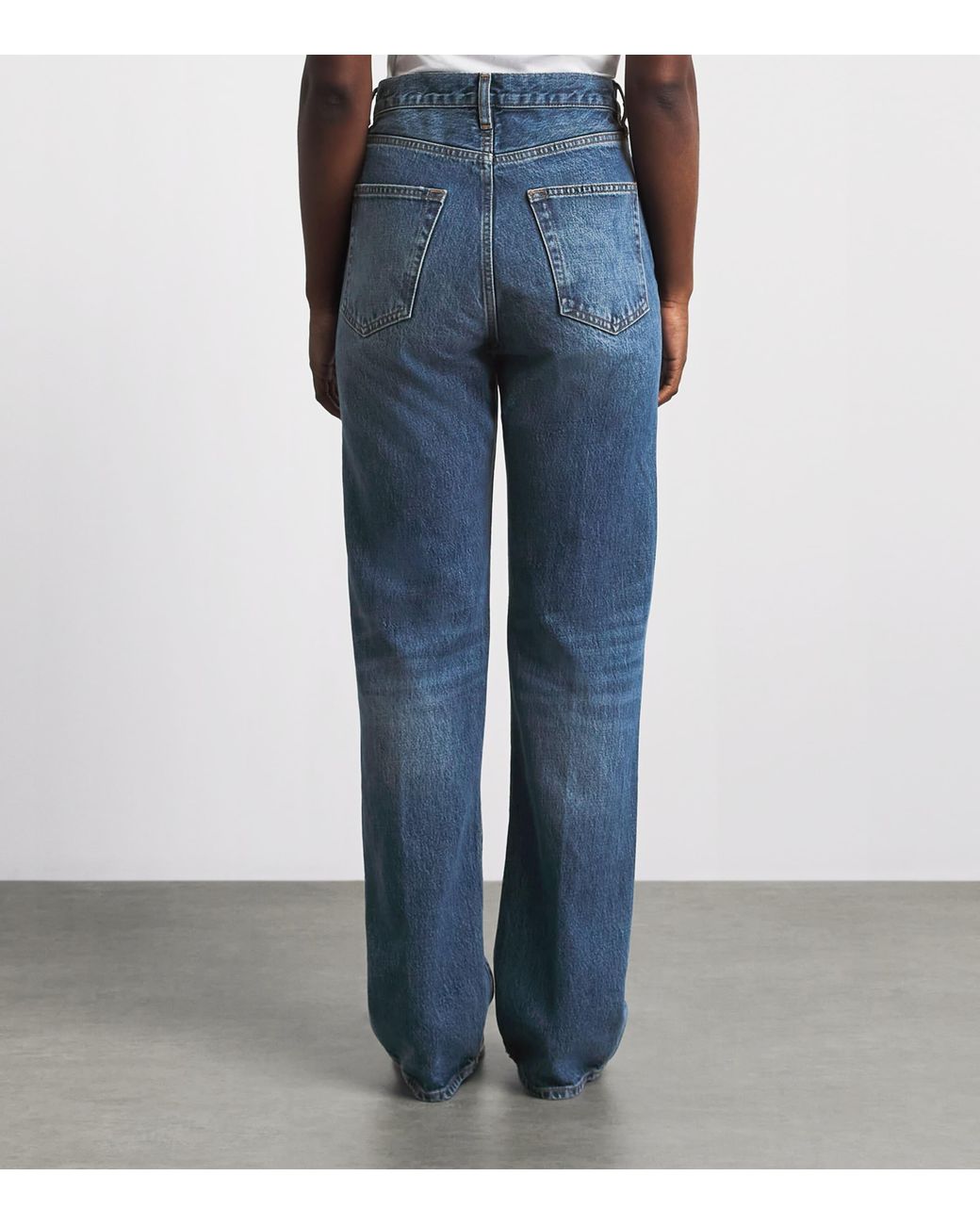 FRAME Blue Distressed The Vertical Straight Jeans