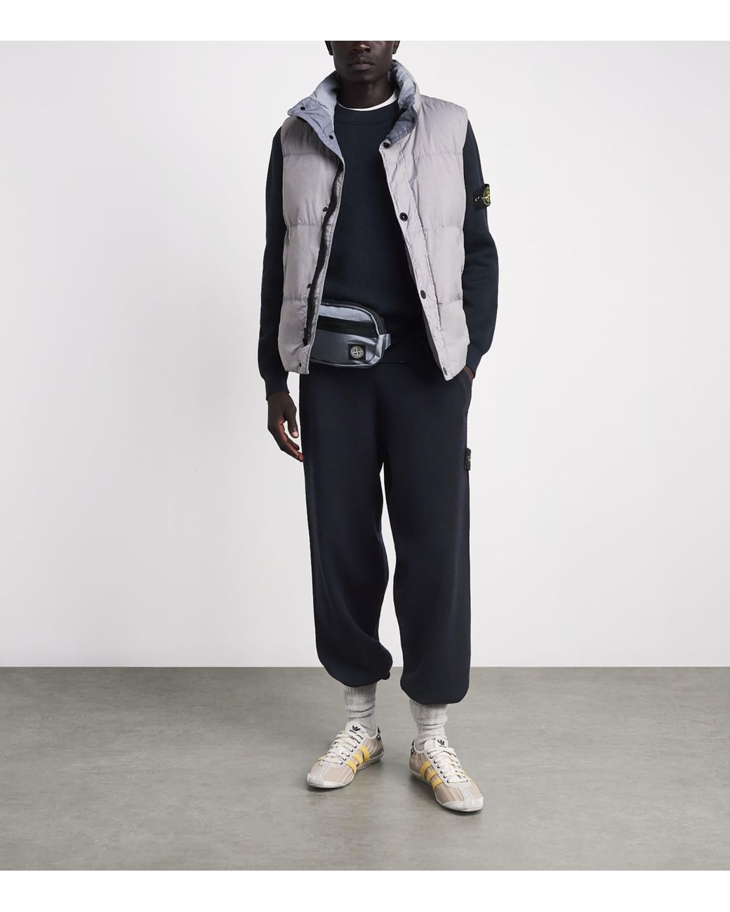 Stone Island Blue Virgin Wool-Blend Compass Sweatpants for men