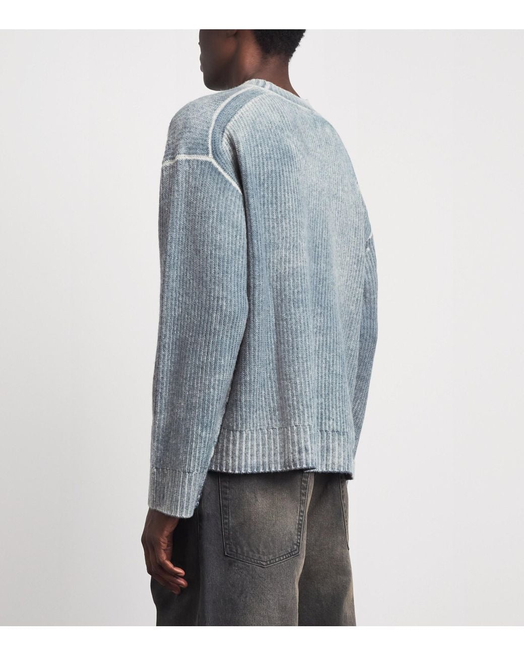 Represent Blue Wool Reversible Fade Out Sweater for men