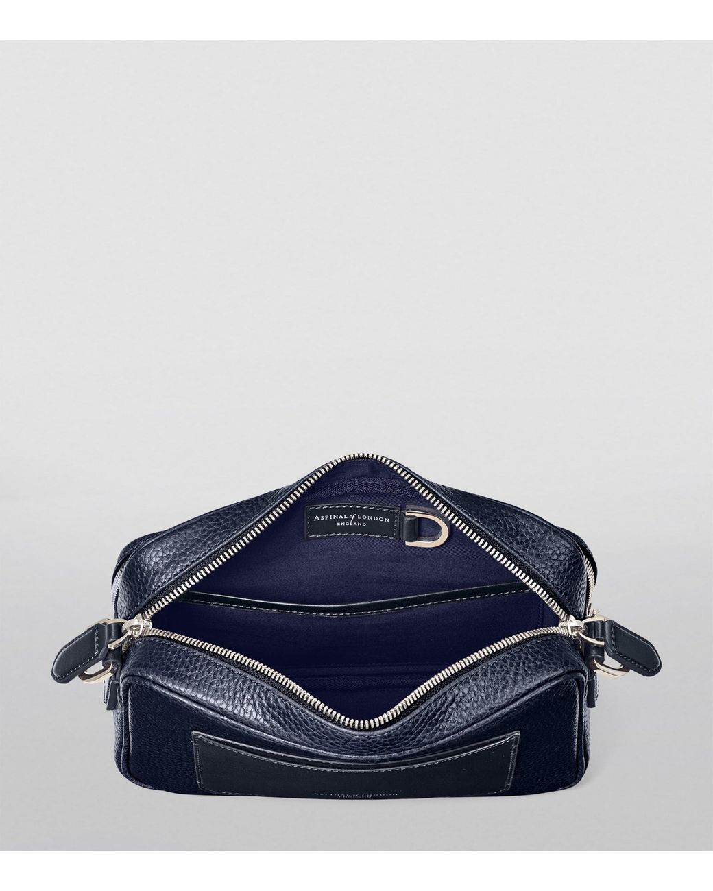 Aspinal Blue Leather Reporter East West Messenger Bag for men