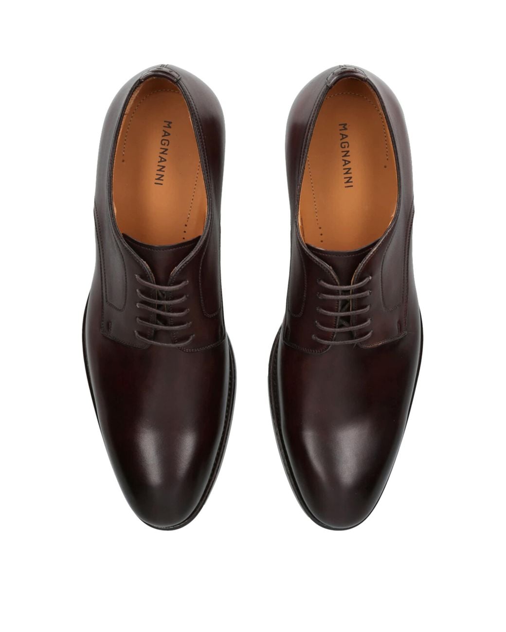 Magnanni Shoes Brown Leather Stitch Flex Derby Shoes for men