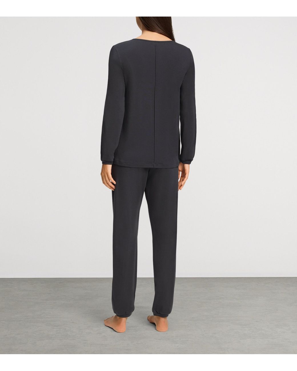 Hanro Black Cotton Franca Pyjama Set