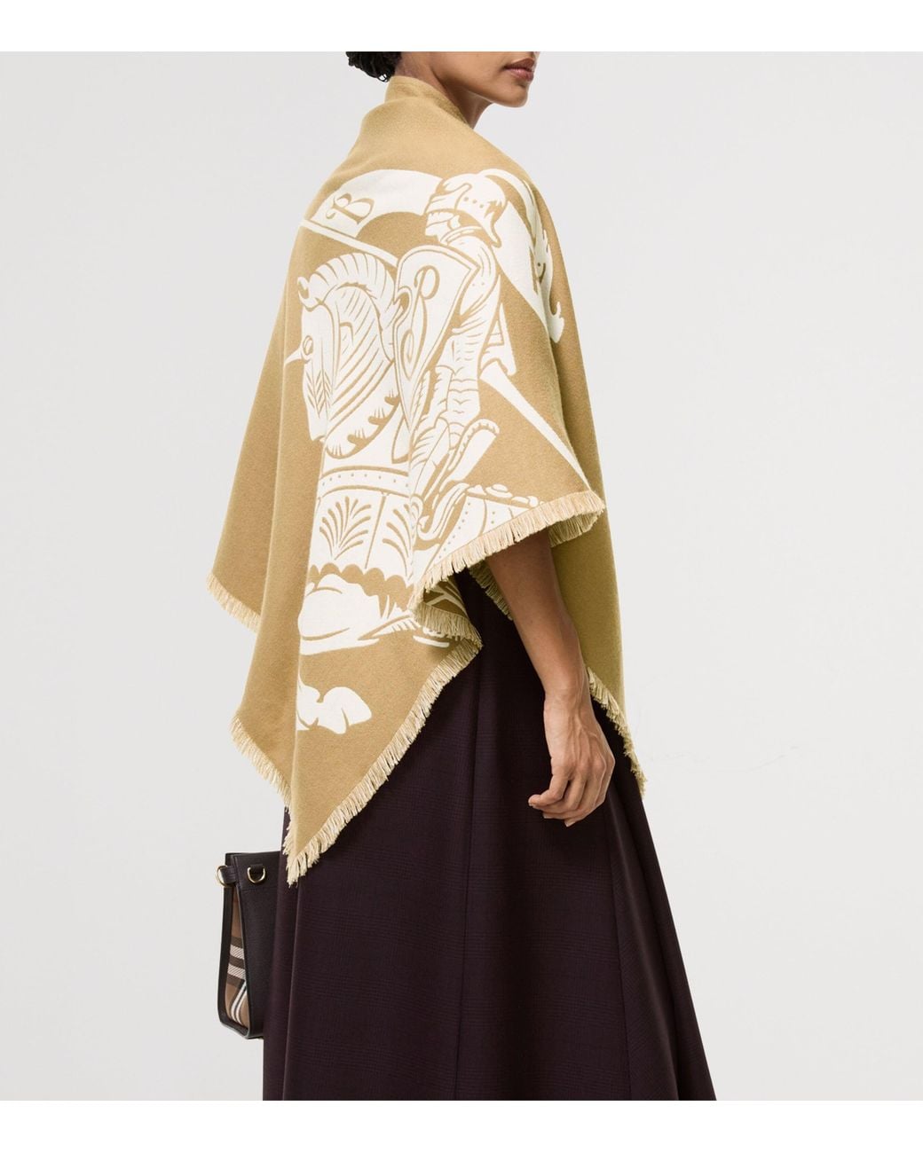 Burberry Metallic Wool-Silk-Cashmere Equestrian Knight Design Cape