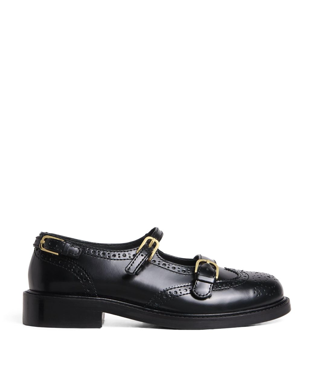 Sandro Black Leather Mary Jane Derby Shoes
