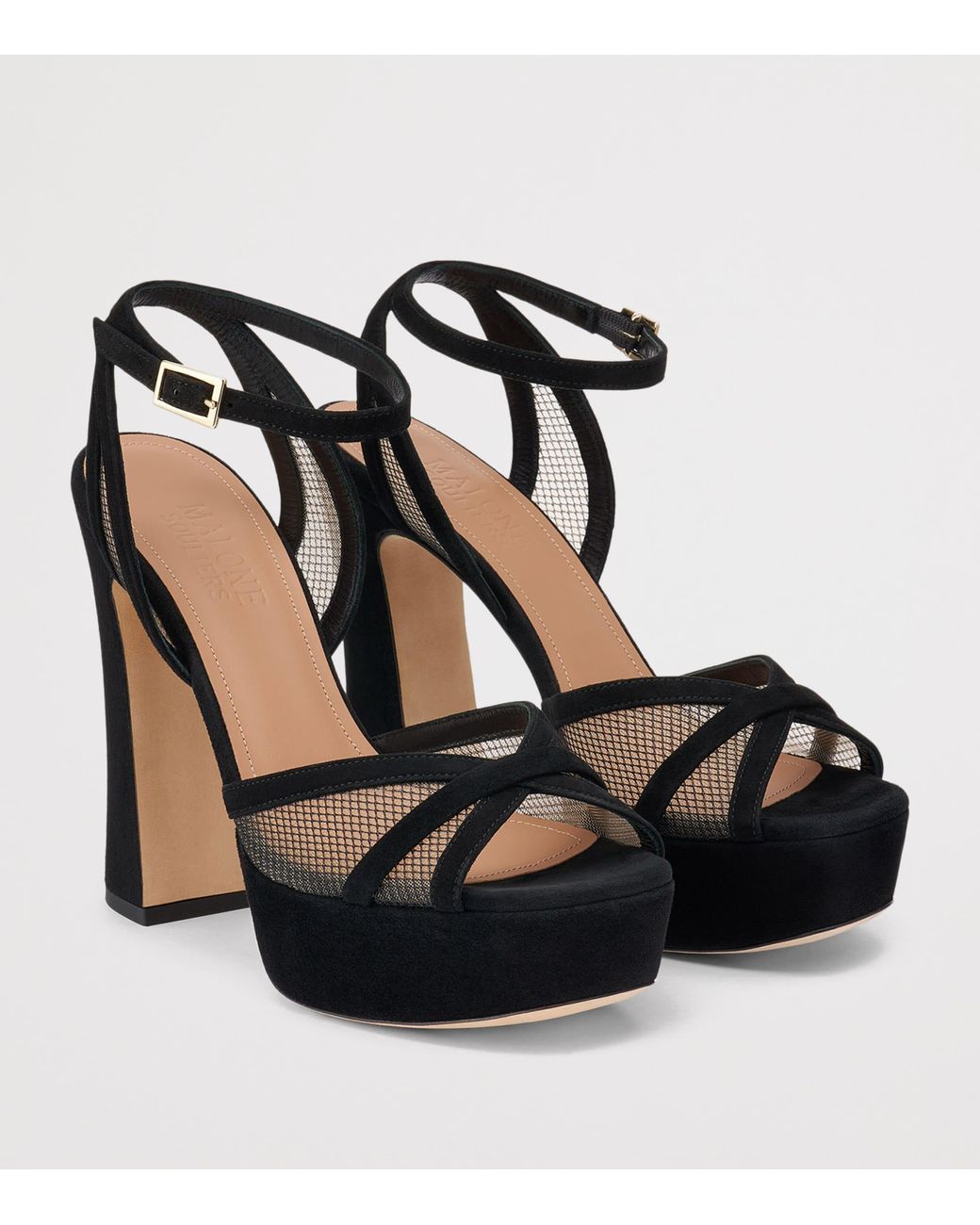 Malone Souliers Black Mesh Sylvie Platform Sandals 125