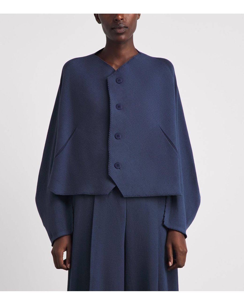 Issey Miyake Blue Campagne Cardigan