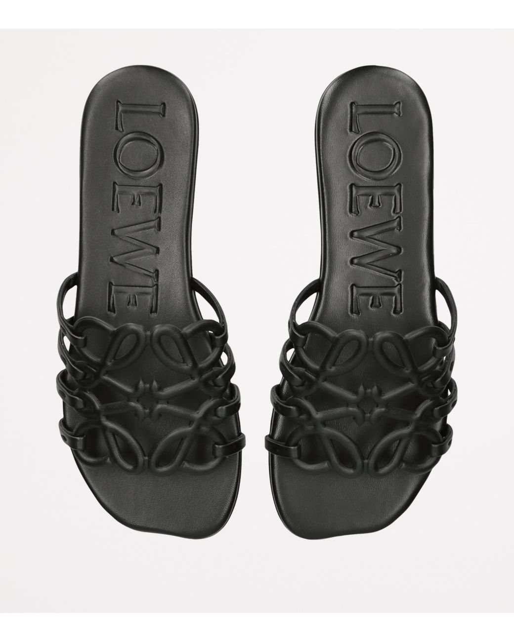 Loewe Black Leather Petal Anagram Slides