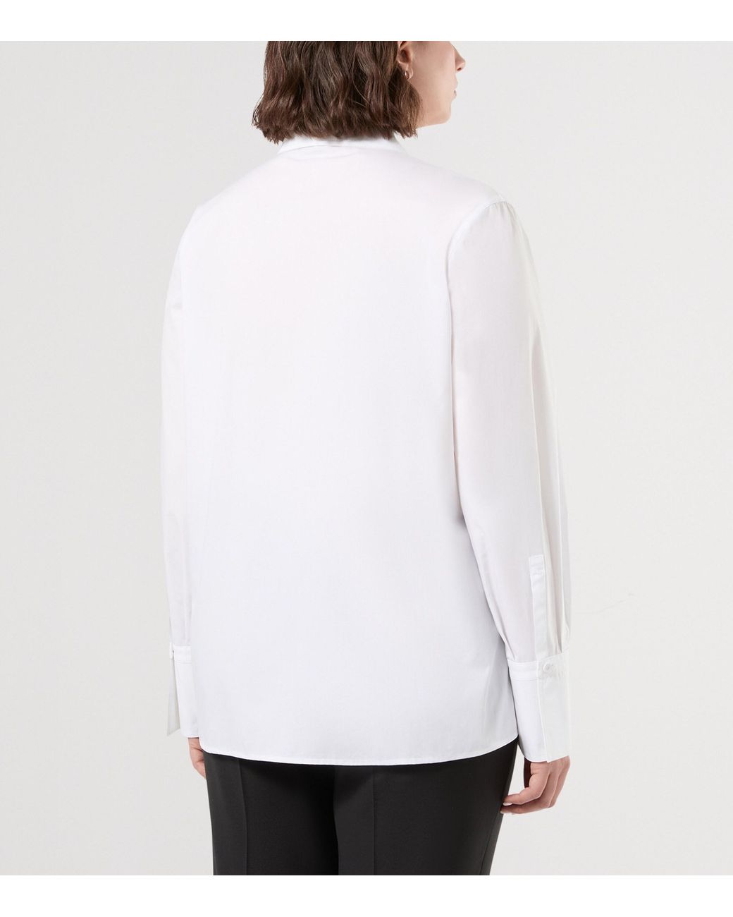 Marina Rinaldi White Cotton Embellished-Placket Shirt