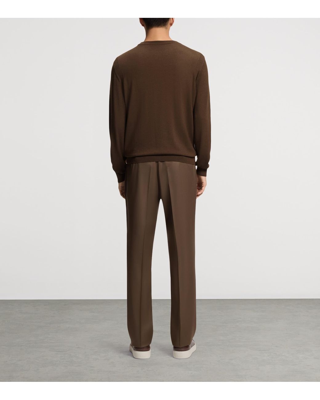 Boss Brown Wool-Silk-Cashmere Sweater for men