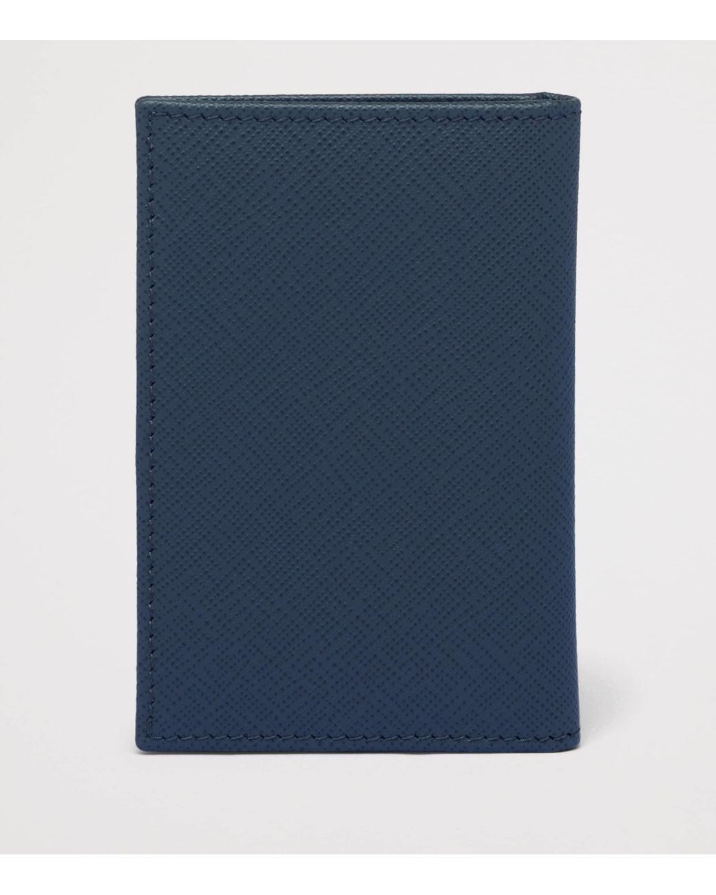 Prada Blue Saffiano Leather Bi-Fold Card Holder for men