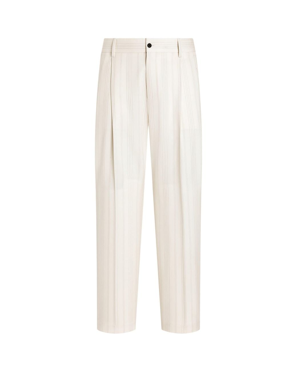 Dolce & Gabbana White Wool-Blend Pinstripe Relaxed Trousers for men