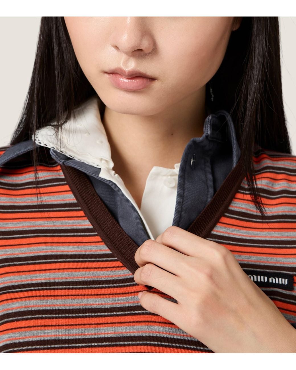 Miu Miu Red Wool Stripe Sweater Vest