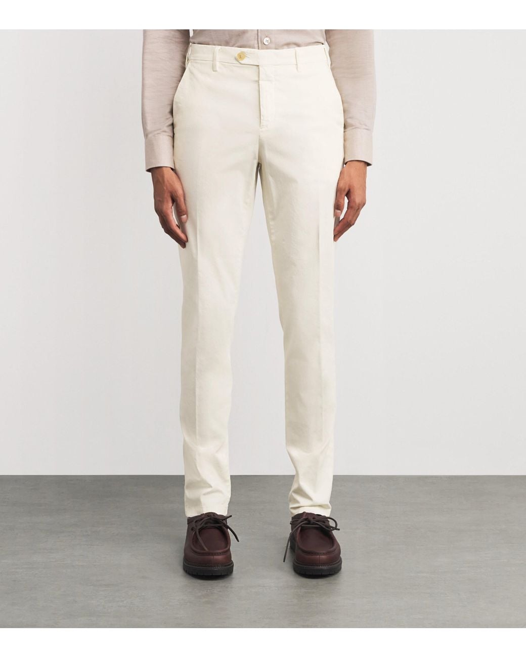 Canali White Stretch-Cotton Straight Chinos for men