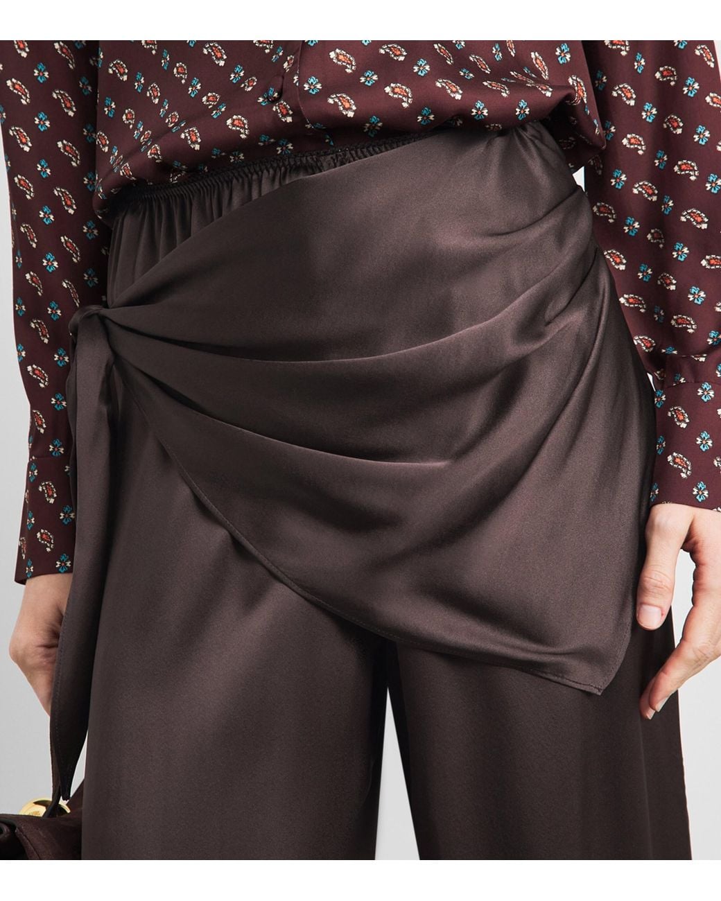Doen Brown Silk Lavona Scarf Trousers