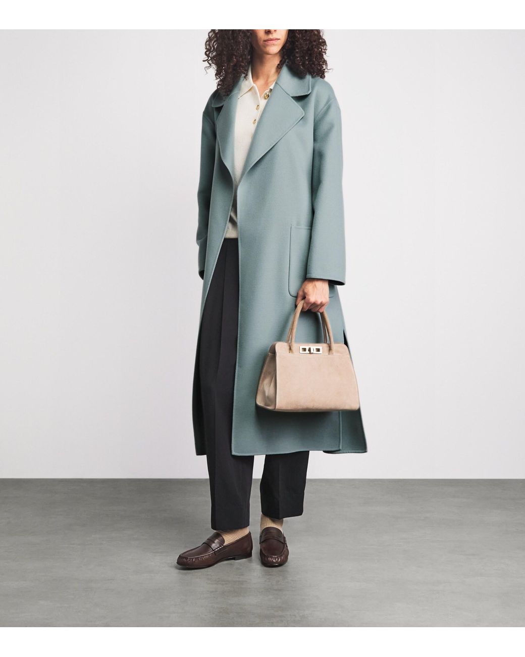 Fabiana Filippi Blue Wool Embellished Belted Coat