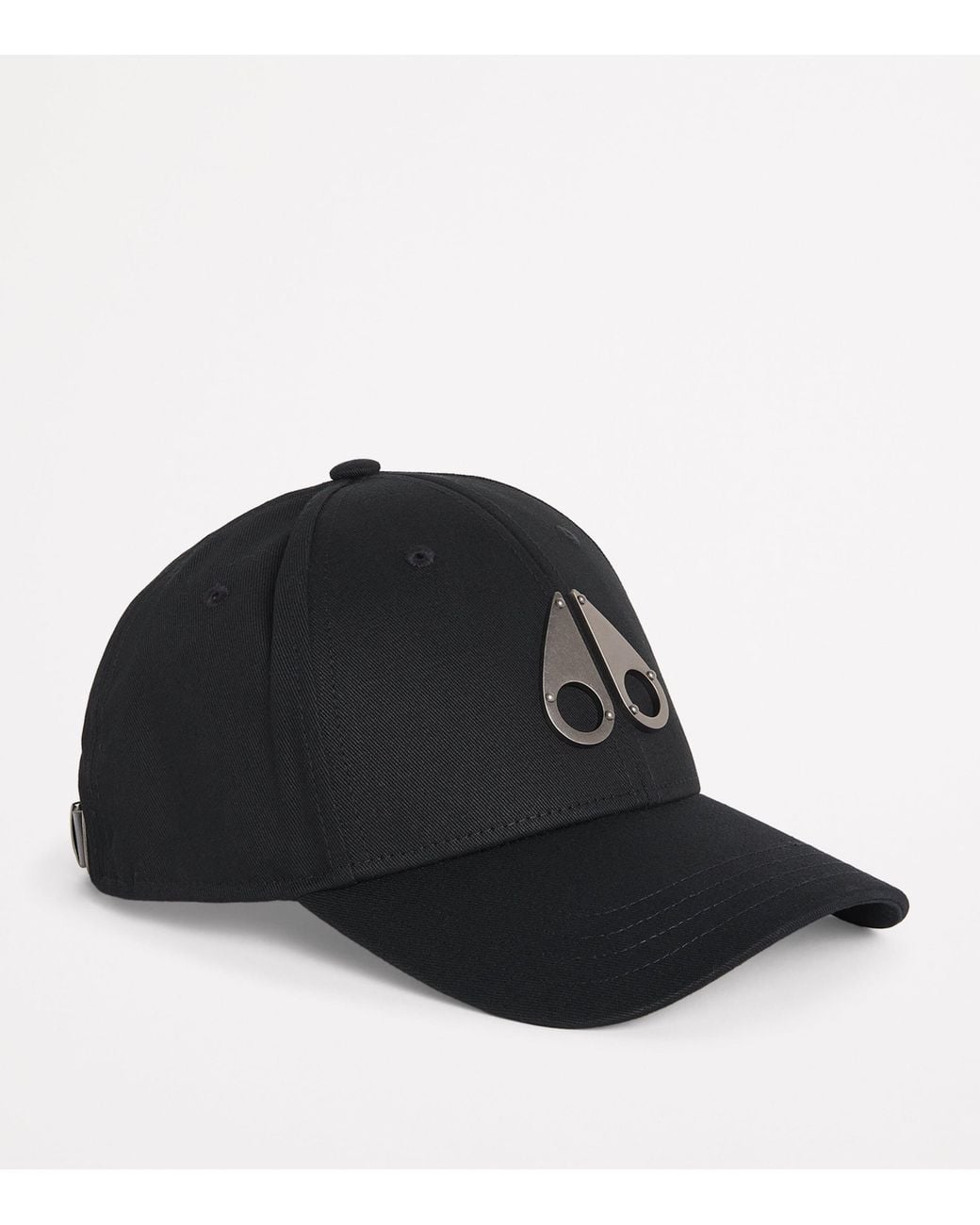 Moose Knuckles Black Cotton Logo Baseball Cap for men