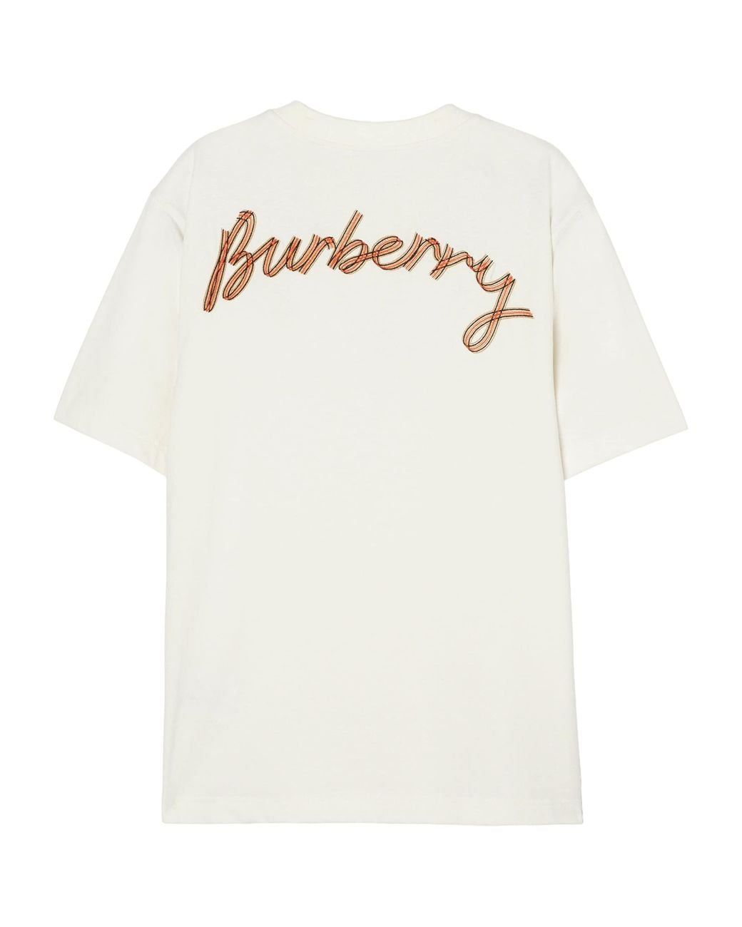 Burberry White Cotton Embroidered Logo T-Shirt for men