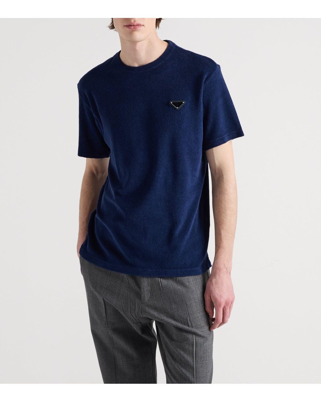 Prada Blue Terry Towelling T-Shirt for men