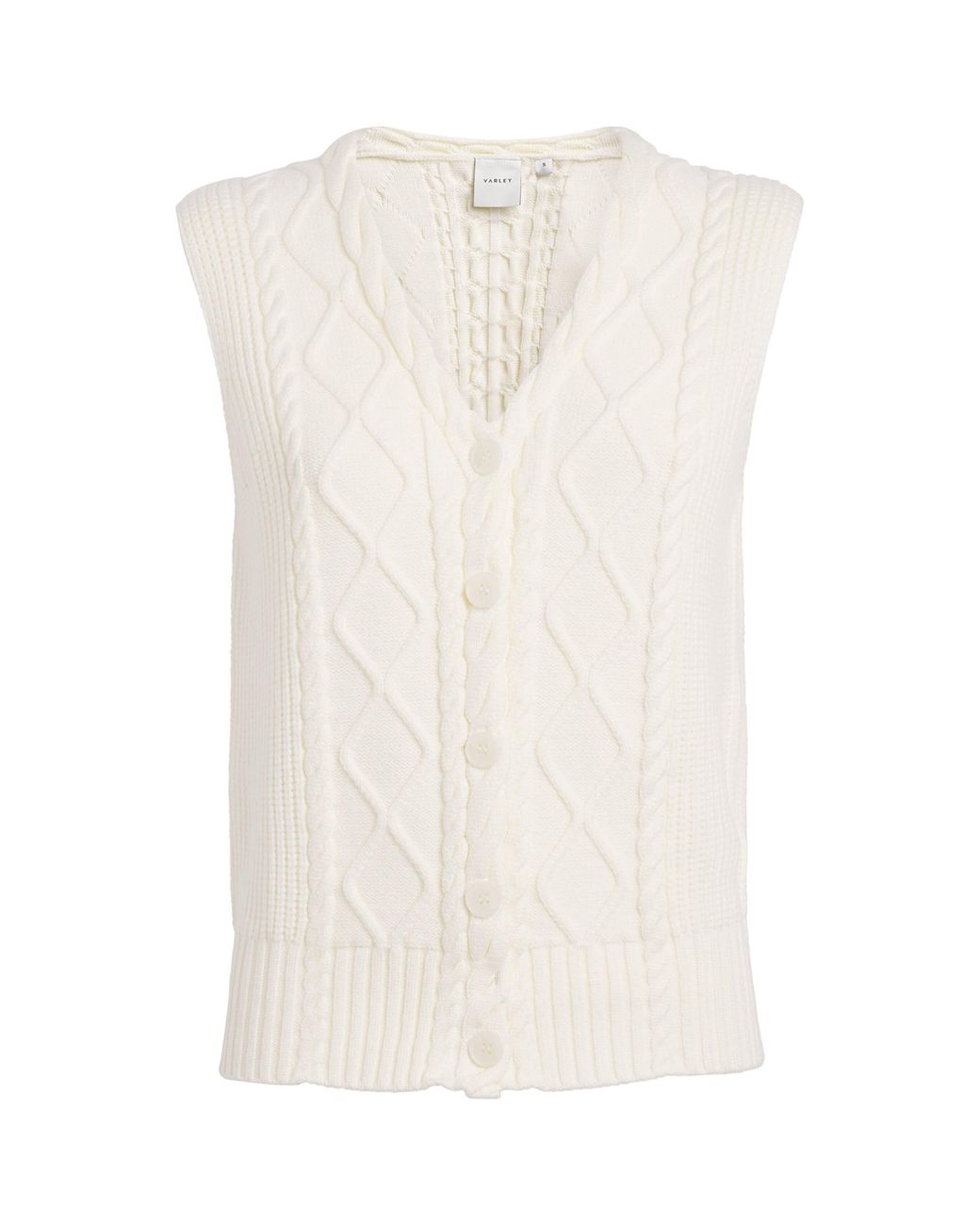 Varley White Cable-Knit Tatyana Vest