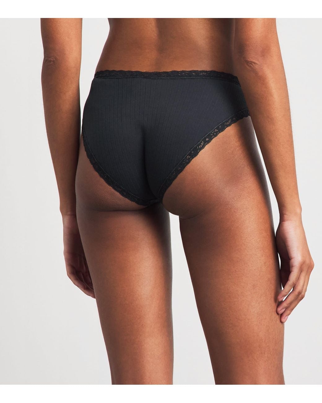 Skims Black Pointelle Lace-Trim Briefs