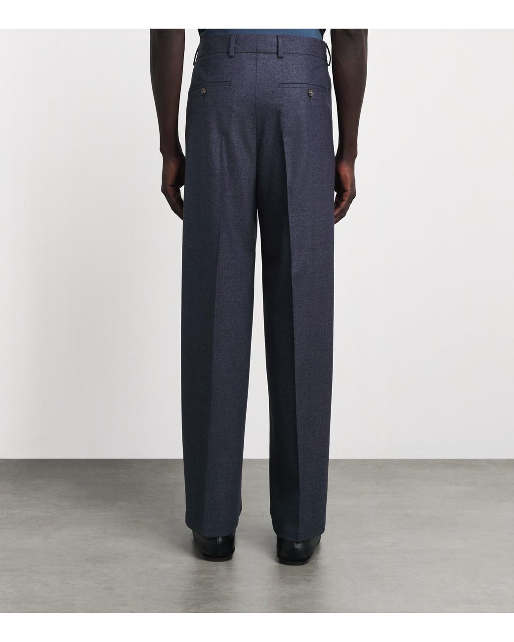 Pal Zileri Blue Virgin Wool Pleated Trousers for men