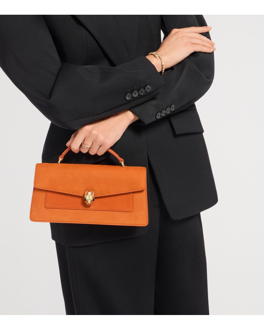 BVLGARI Orange Serpenti Forever Top-Handle Bag