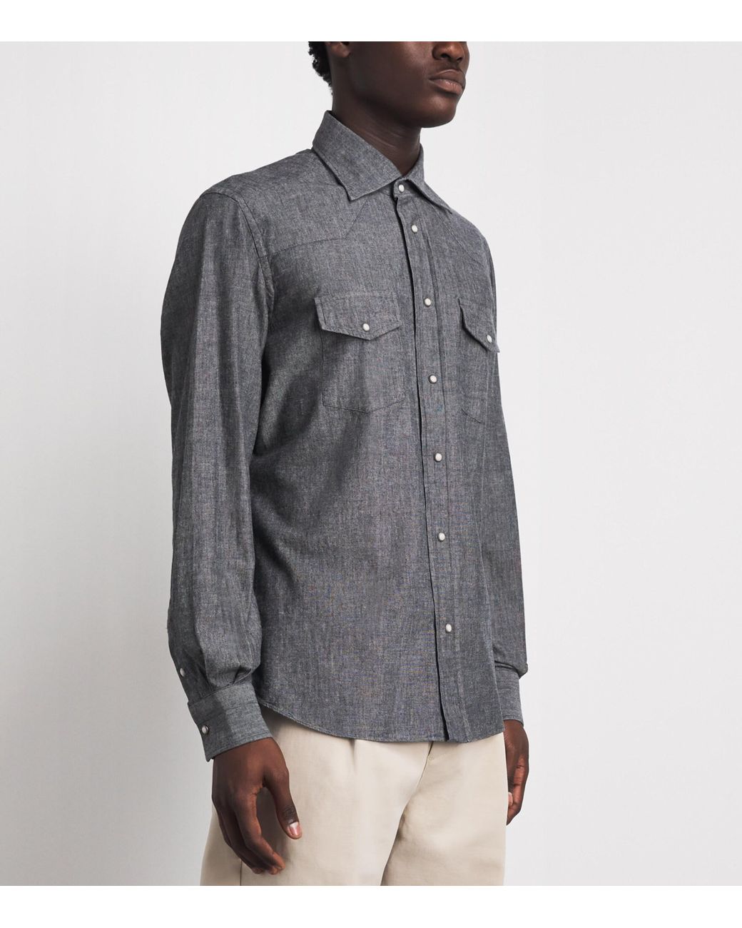Eleventy Gray Cotton Texas Shirt for men