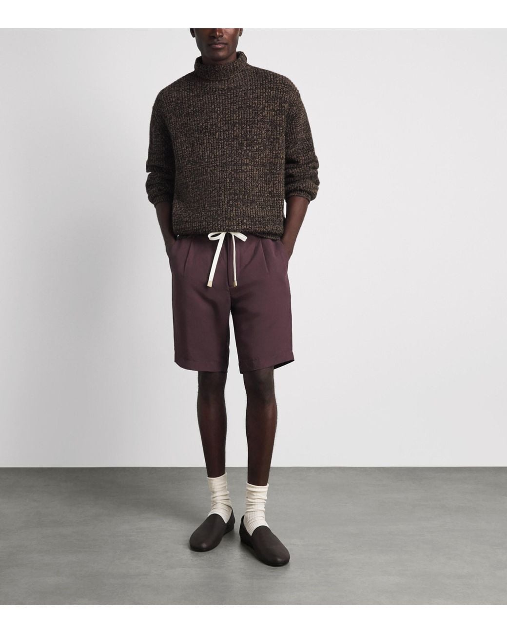 Eleventy Purple Linen Drawstring Bermuda Shorts for men