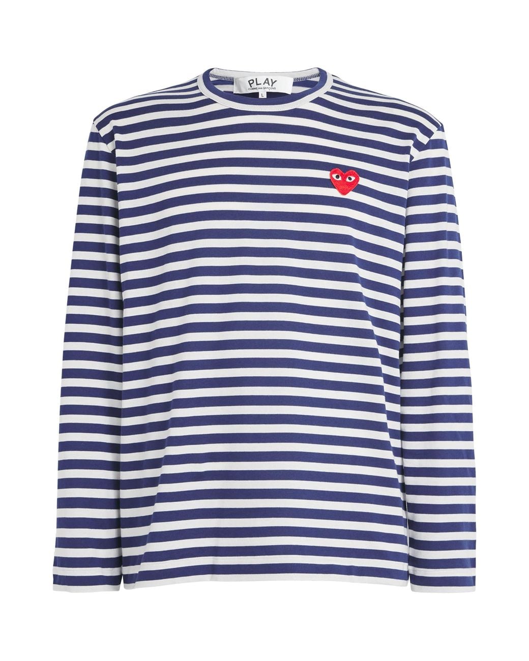 COMME DES GARÇONS PLAY Blue Heart Logo Striped T-Shirt for men